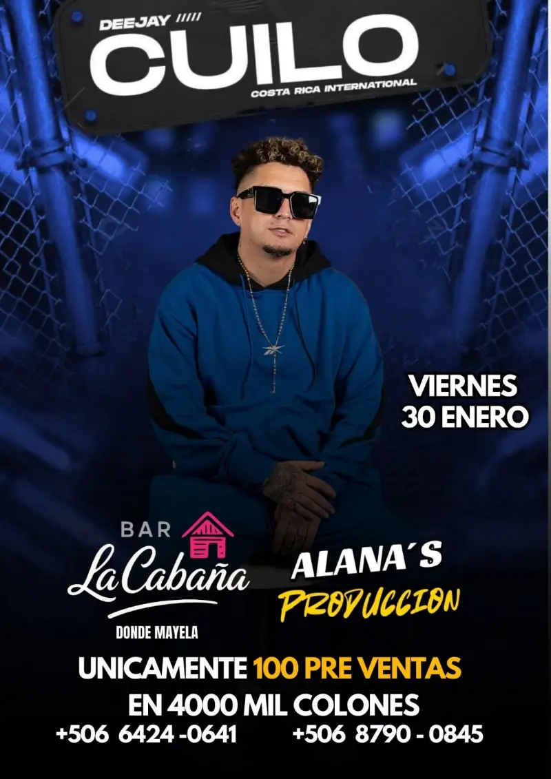 Que hacer hoy en Costa Rica: Noche de música electrónica y ambiente fiestero con DJ Cuilo completamente en vivo en Bar La Cabaña, Bagaces.