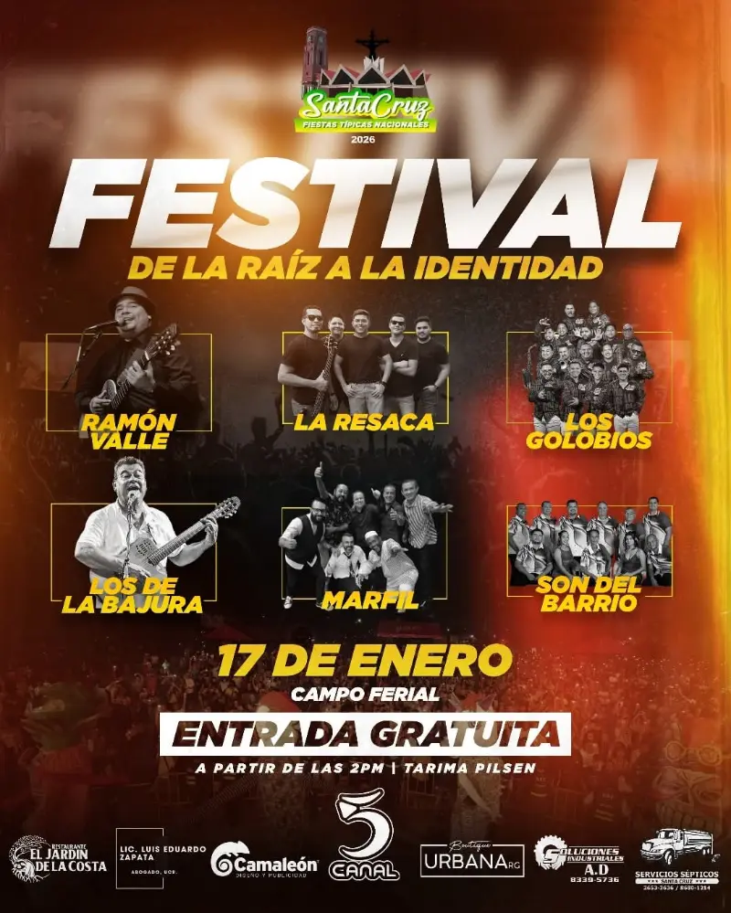 Que hacer hoy en Costa Rica: Festival cultural gratuito con grandes exponentes de la música nacional en el marco de las Fiestas Típicas Nacionales de Santa Cruz 2026.