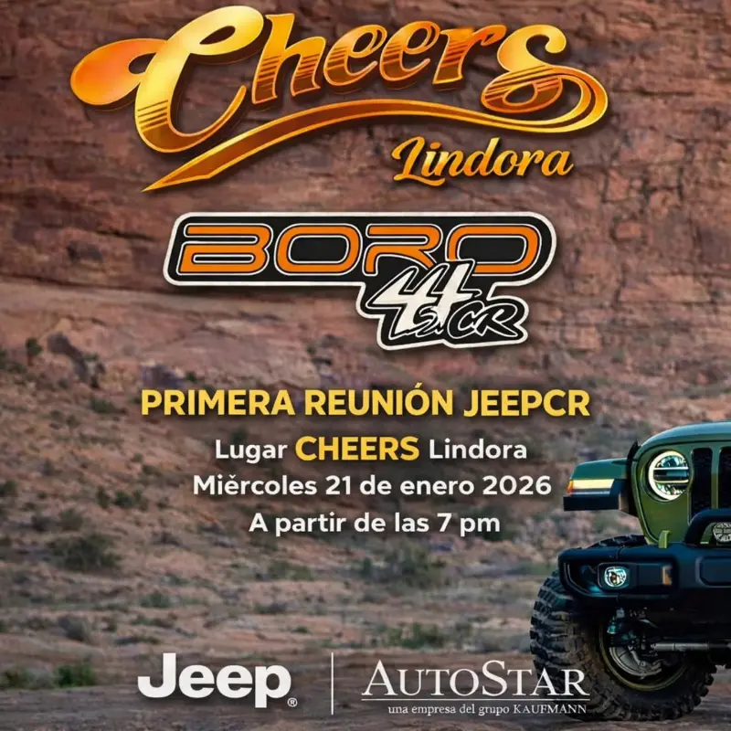 Que hacer hoy en Costa Rica: Primera reunión de Jeeps del año con todos los modelos invitados para compartir, conocer la comunidad y disfrutar una noche entre amantes del 4x4.