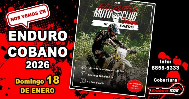 Que hacer hoy en Costa Rica: Competencia de enduro llena de adrenalina, barro y motores en Cóbano. Un evento para los amantes del motociclismo off-road.