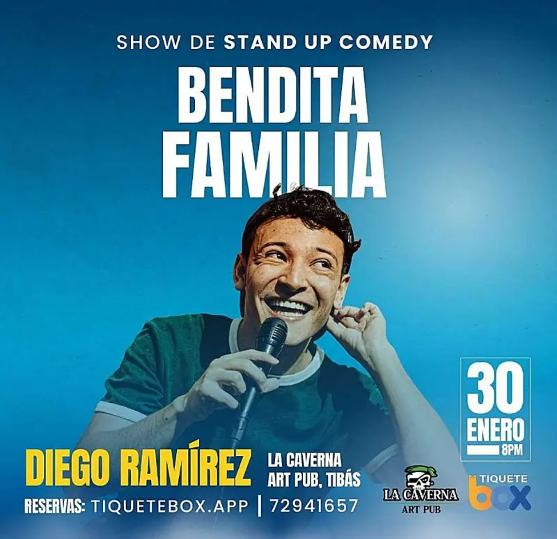 Que hacer hoy en Costa Rica: Show de comedia con Diego Ramírez sobre las vivencias y situaciones familiares cotidianas.