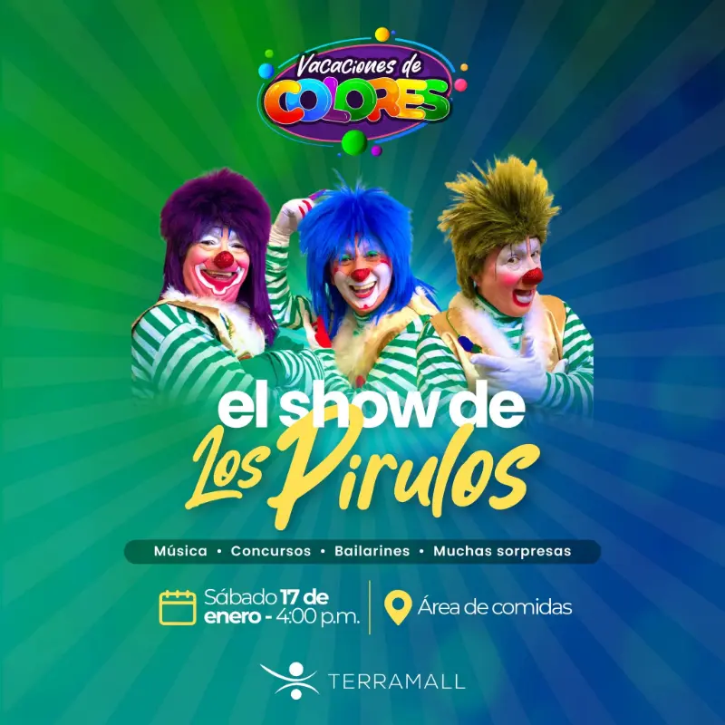 Que hacer hoy en Costa Rica: Espectáculo infantil con payasos, música, concursos y bailarines como parte de Vacaciones de Colores.