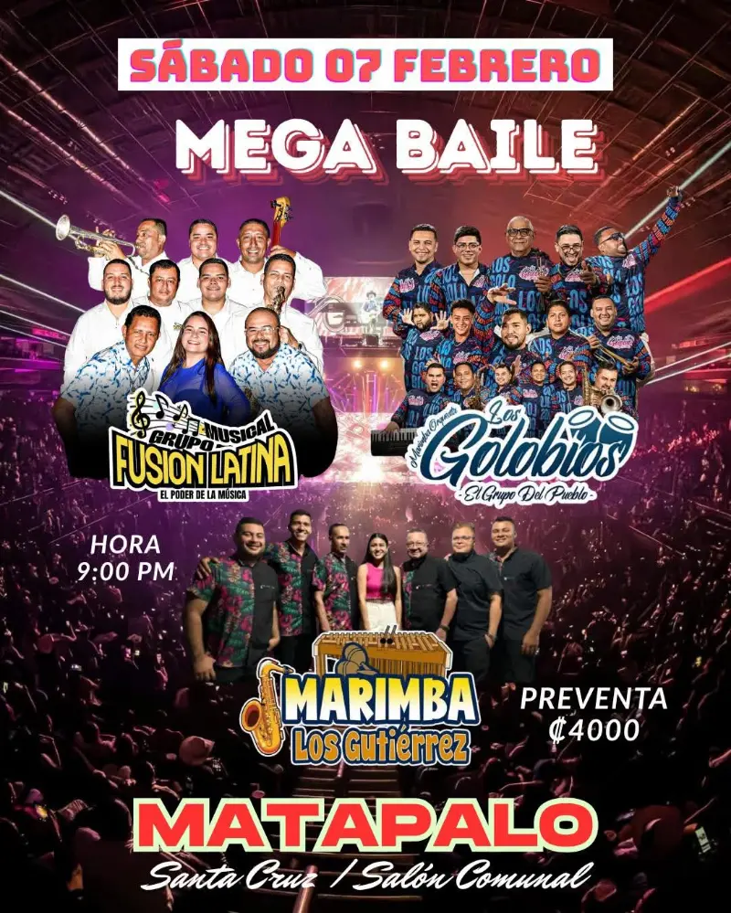Que hacer hoy en Costa Rica: Gran evento bailable con la participación de tres agrupaciones musicales en vivo.
