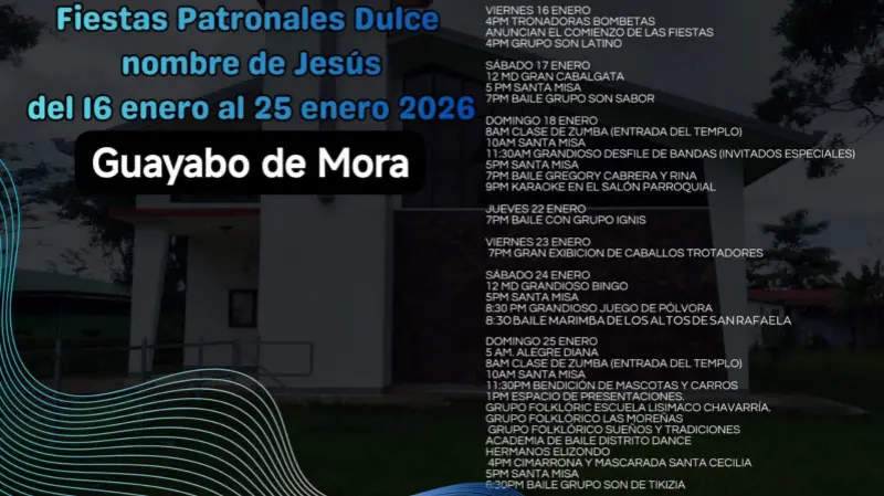 Que hacer hoy en Costa Rica: Celebración tradicional con actividades religiosas, culturales, desfiles y conciertos bailables.