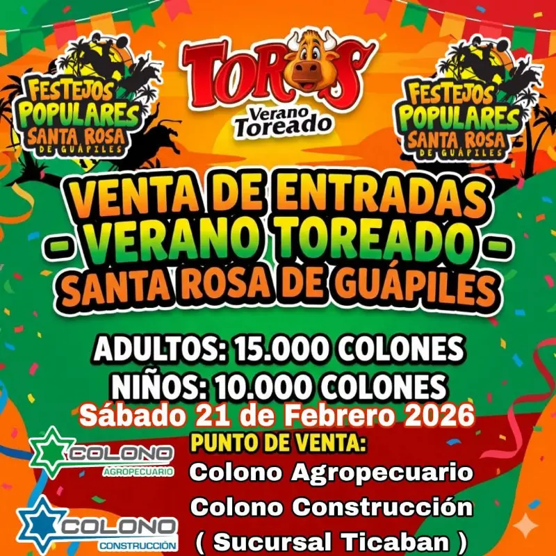 Que hacer hoy en Costa Rica: Tradicional evento taurino de Toros Teletica como parte de los Festejos Populares de la zona.