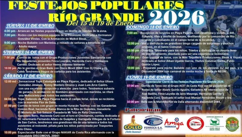 Que hacer hoy en Costa Rica: Tradicionales fiestas comunales con corridas de toros, topes, bingo y bailes populares.