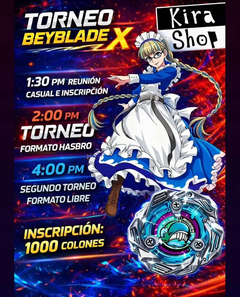 Que hacer hoy en Costa Rica: Competencia de Beyblade con formatos Hasbro y libre para entusiastas y coleccionistas.