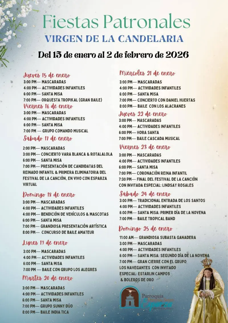 Que hacer hoy en Costa Rica: Celebración religiosa y tradicional con actividades infantiles, conciertos y bailes populares.