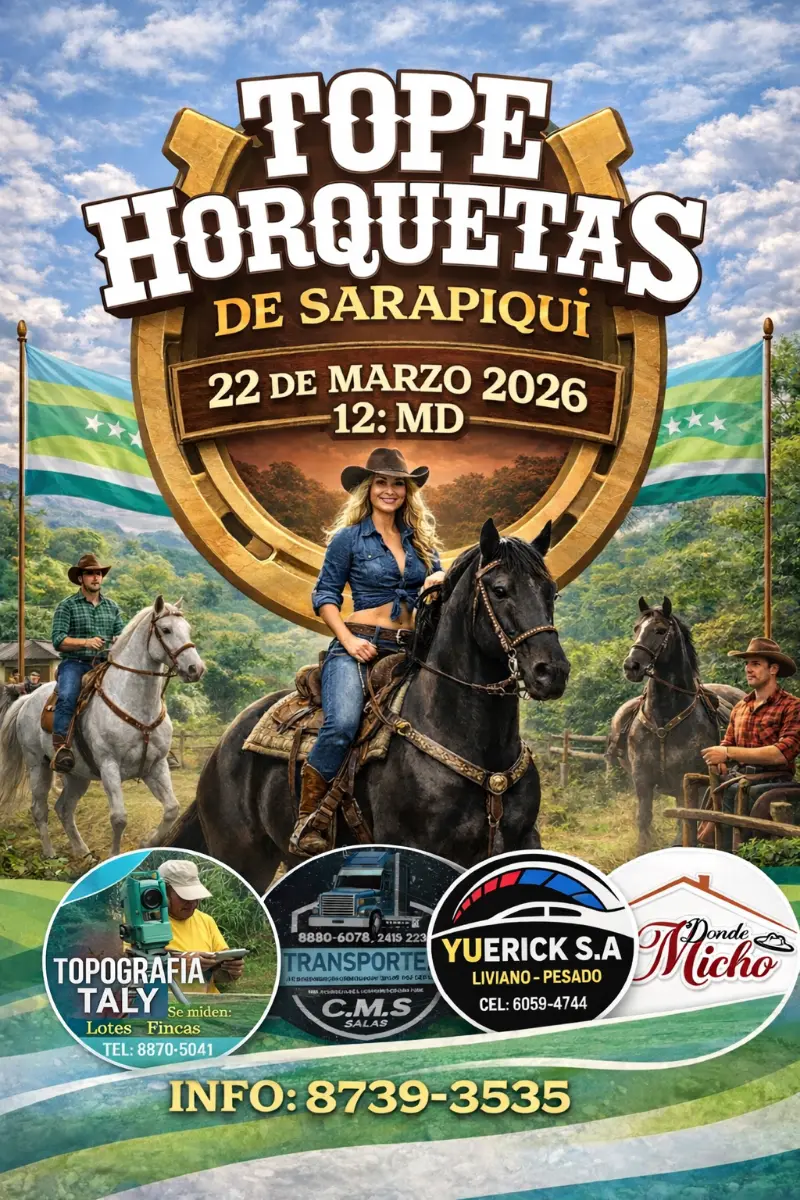 Que hacer hoy en Costa Rica: Tradicional desfile hípico en la zona de Sarapiquí con exhibición de caballos y ambiente familiar.