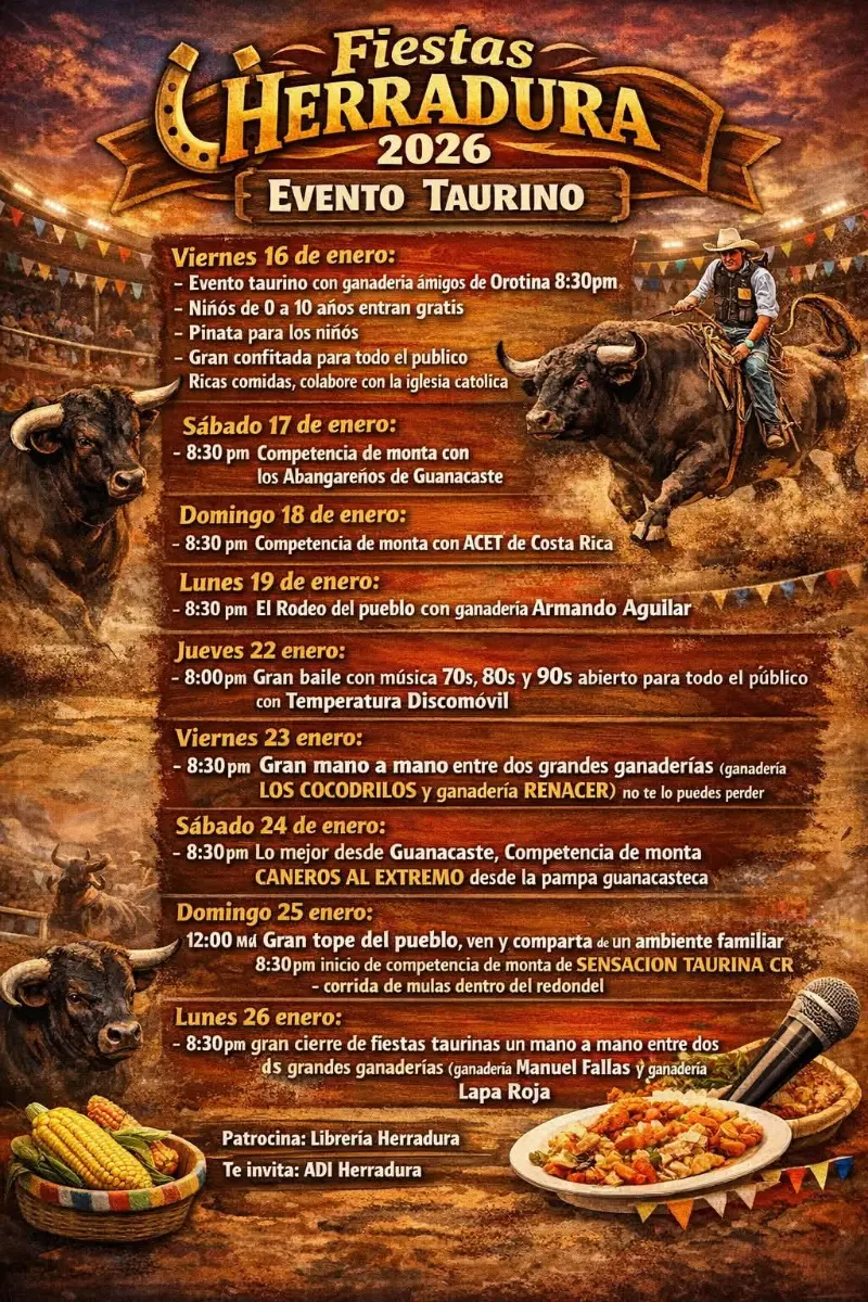 Que hacer hoy en Costa Rica: Tradicionales festejos taurinos con montas de primer nivel, rodeos y bailes populares.