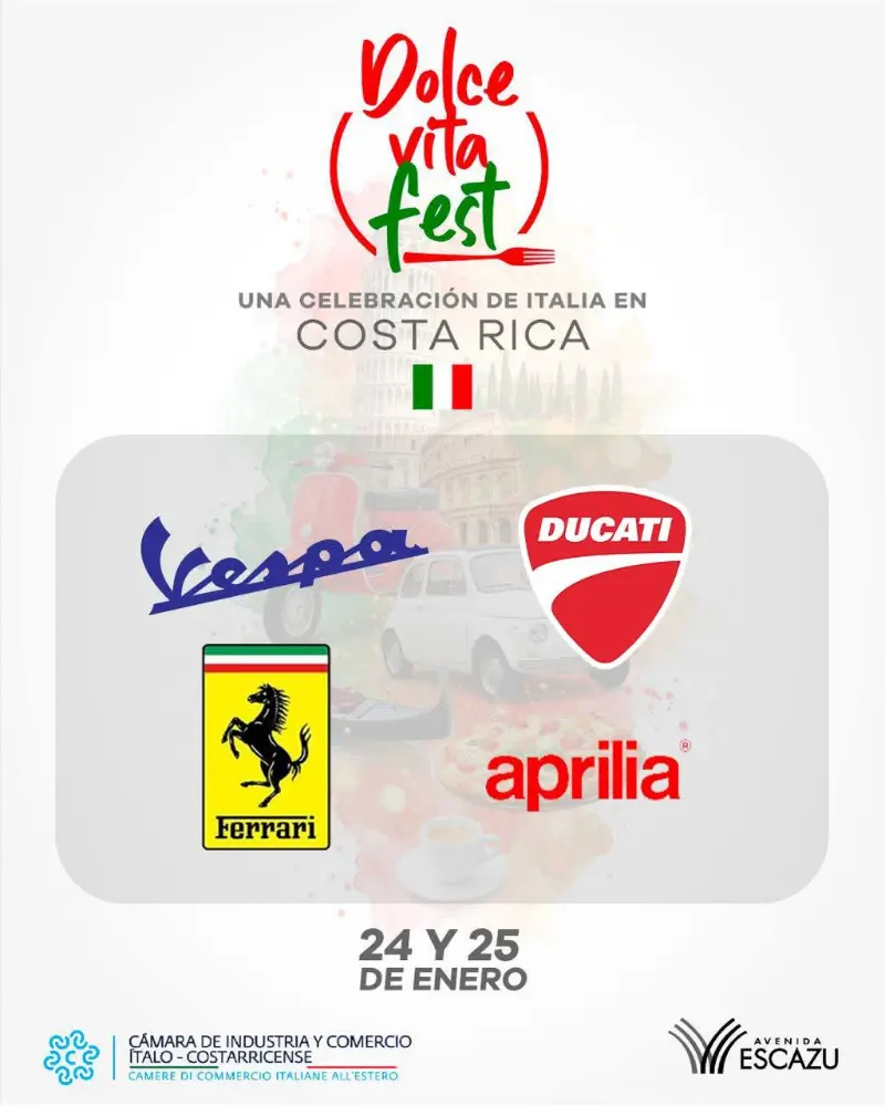 Que hacer hoy en Costa Rica: Festival que celebra la cultura, gastronomía y estilo de vida italiano con una exhibición de motores de lujo.