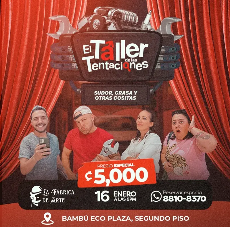 Que hacer hoy en Costa Rica: Comedia teatral directa y sin filtros para iniciar el año con risas.