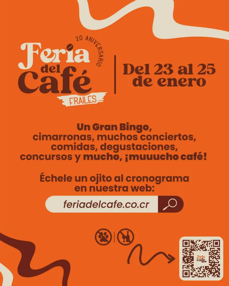 Que hacer hoy en Costa Rica: Celebración de la cultura cafetalera con degustaciones, concursos, conciertos y actividades tradicionales.
