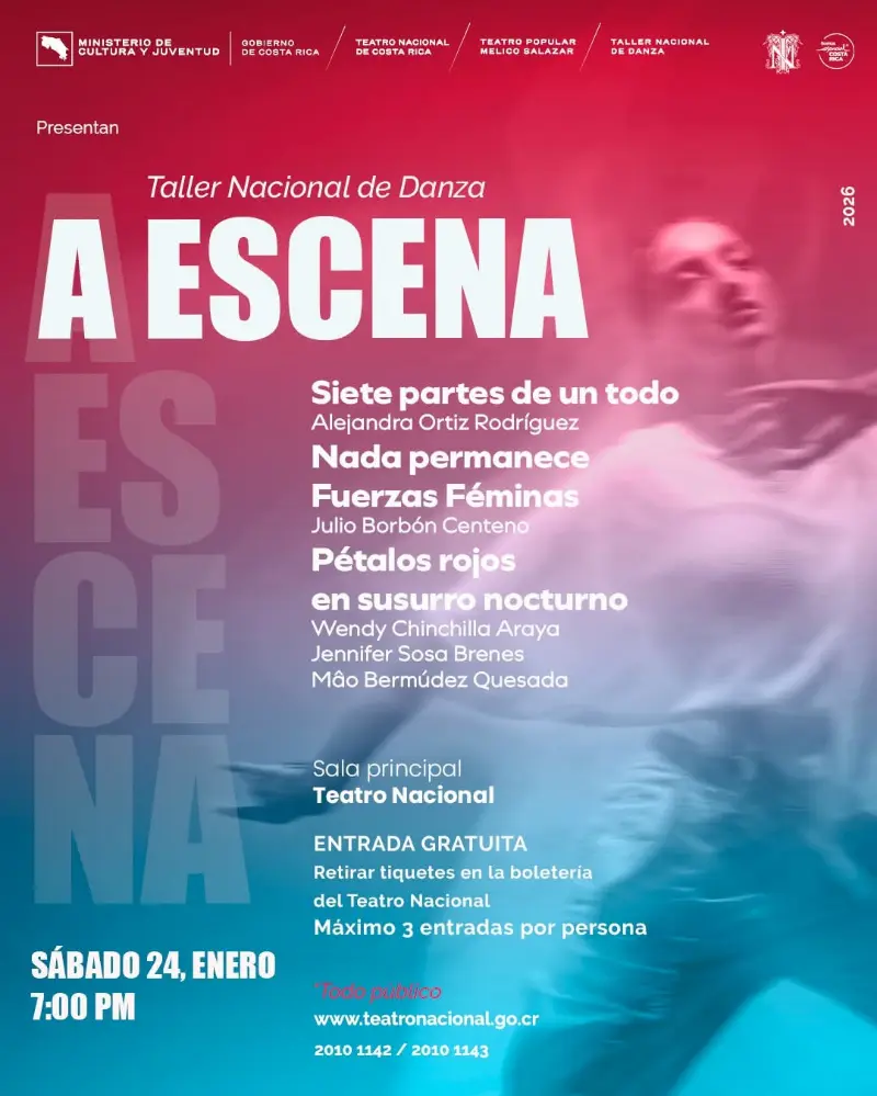 Que hacer hoy en Costa Rica: Velada de danza contemporánea, ballet y flamenco que marca el inicio de la programación 2026 del Teatro Nacional.