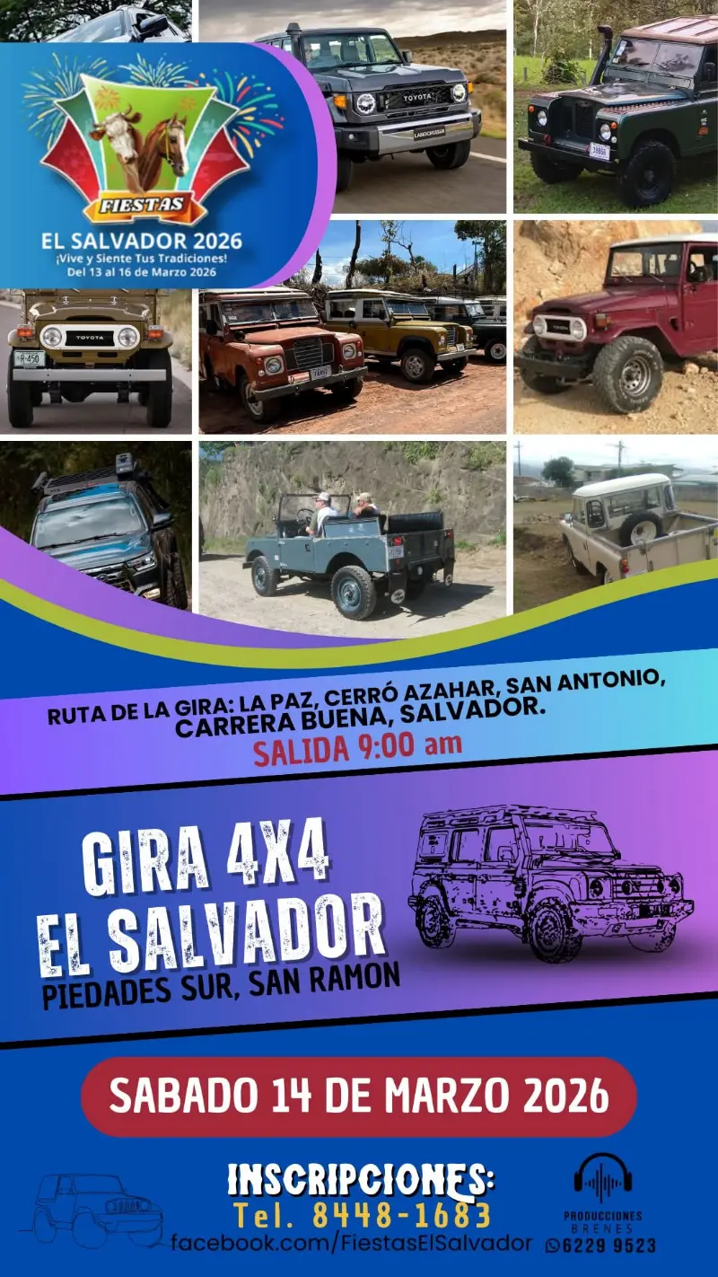 Que hacer hoy en Costa Rica: Recorrido de aventura todoterreno por rutas locales en el marco de las fiestas tradicionales de Piedades Sur.