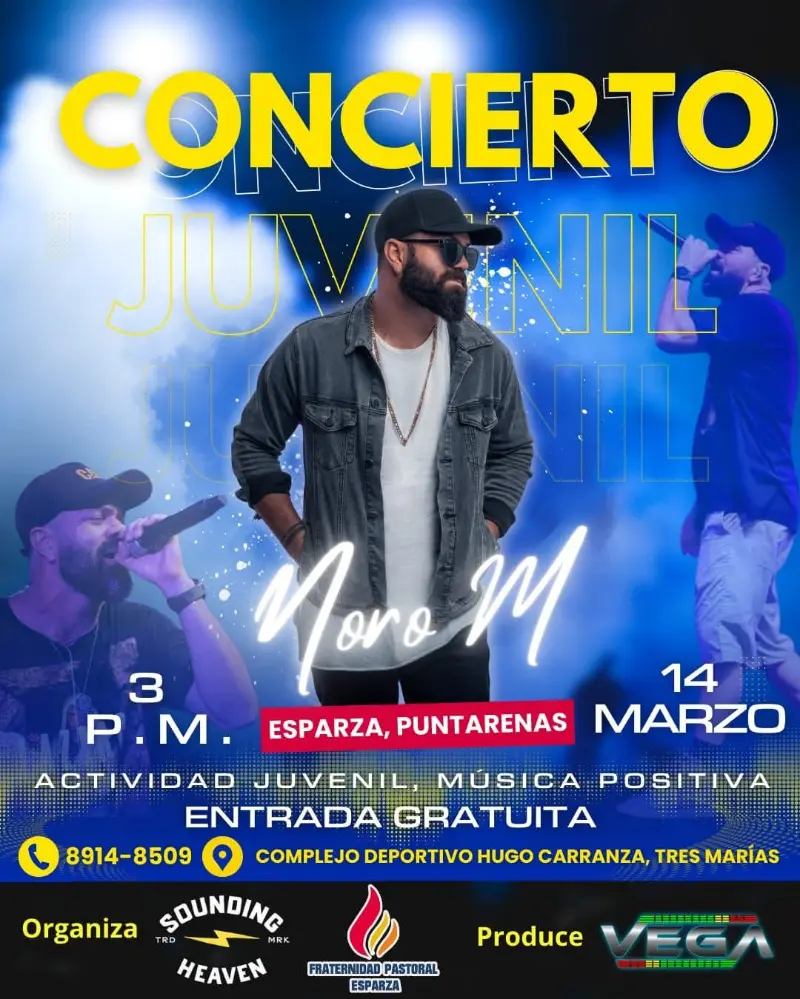 Que hacer hoy en Costa Rica: Tarde de música con mensaje positivo y alegría dirigida a la juventud en el Complejo Deportivo Hugo Carranza.