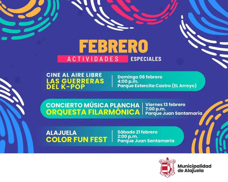 Que hacer hoy en Costa Rica: Agenda cultural y recreativa gratuita que incluye cine al aire libre, un concierto de la Orquesta Filarmónica y un festival de colores.