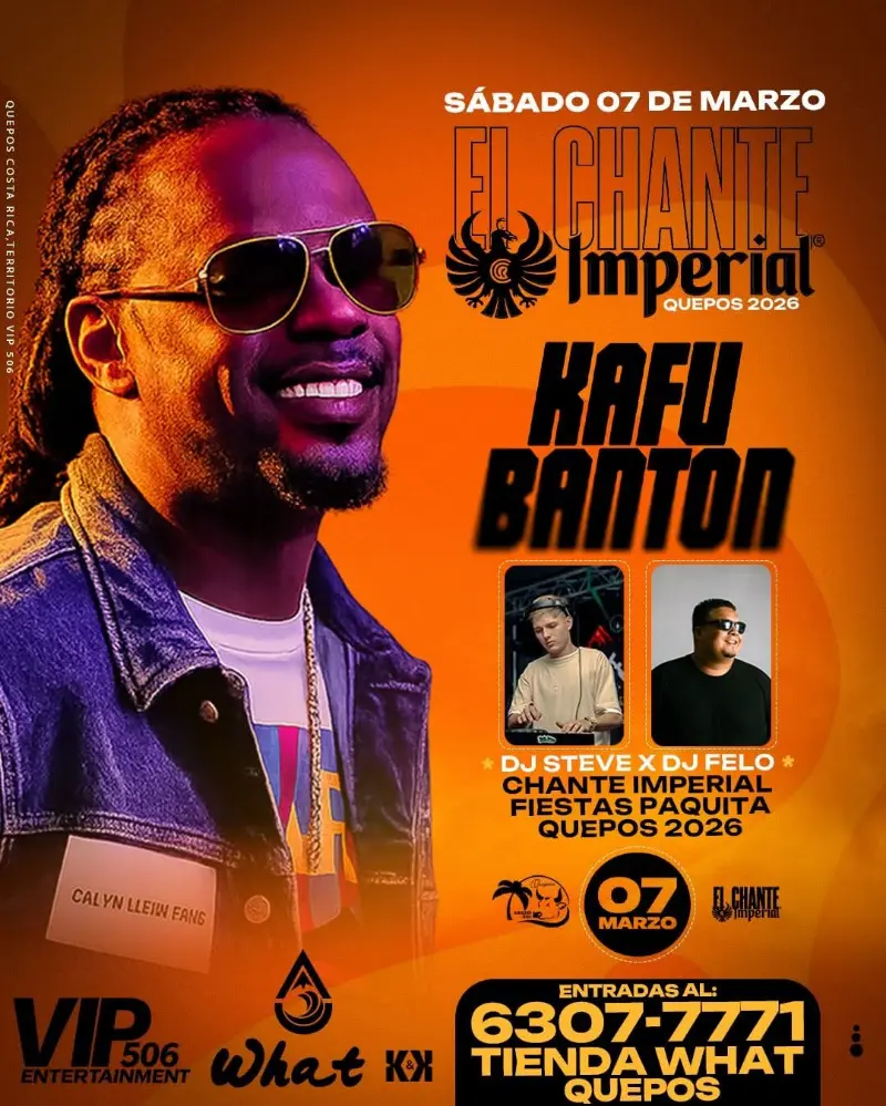 Que hacer hoy en Costa Rica: Concierto de reggae y dancehall con Kafu Banton como parte de las celebraciones en Quepos.
