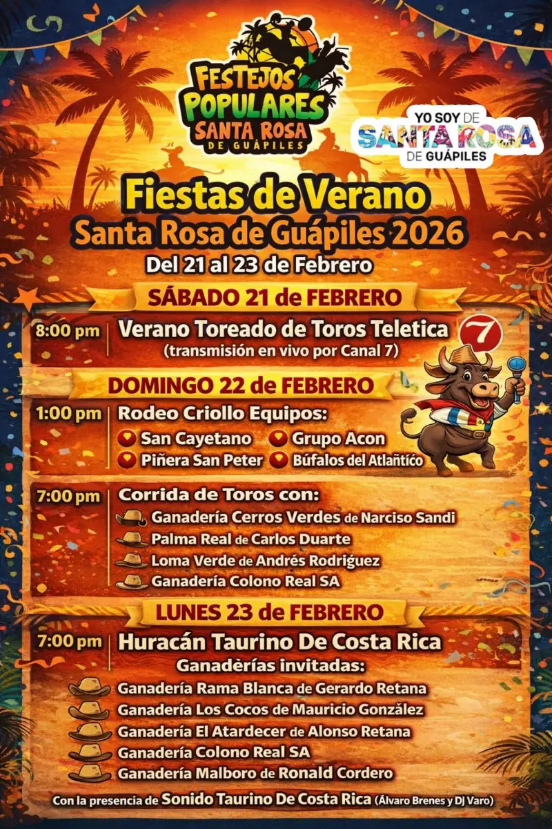 Que hacer hoy en Costa Rica: Festejos populares con Verano Toreado, rodeo criollo y grandes corridas de toros con ganaderías de renombre.