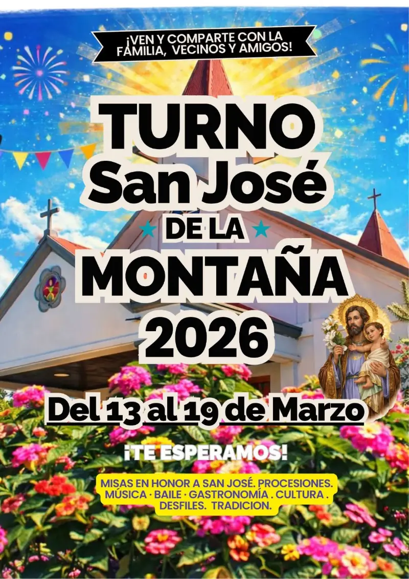 Que hacer hoy en Costa Rica: Tradicional turno comunal con actividades religiosas, culturales y gastronómicas en honor a San José.