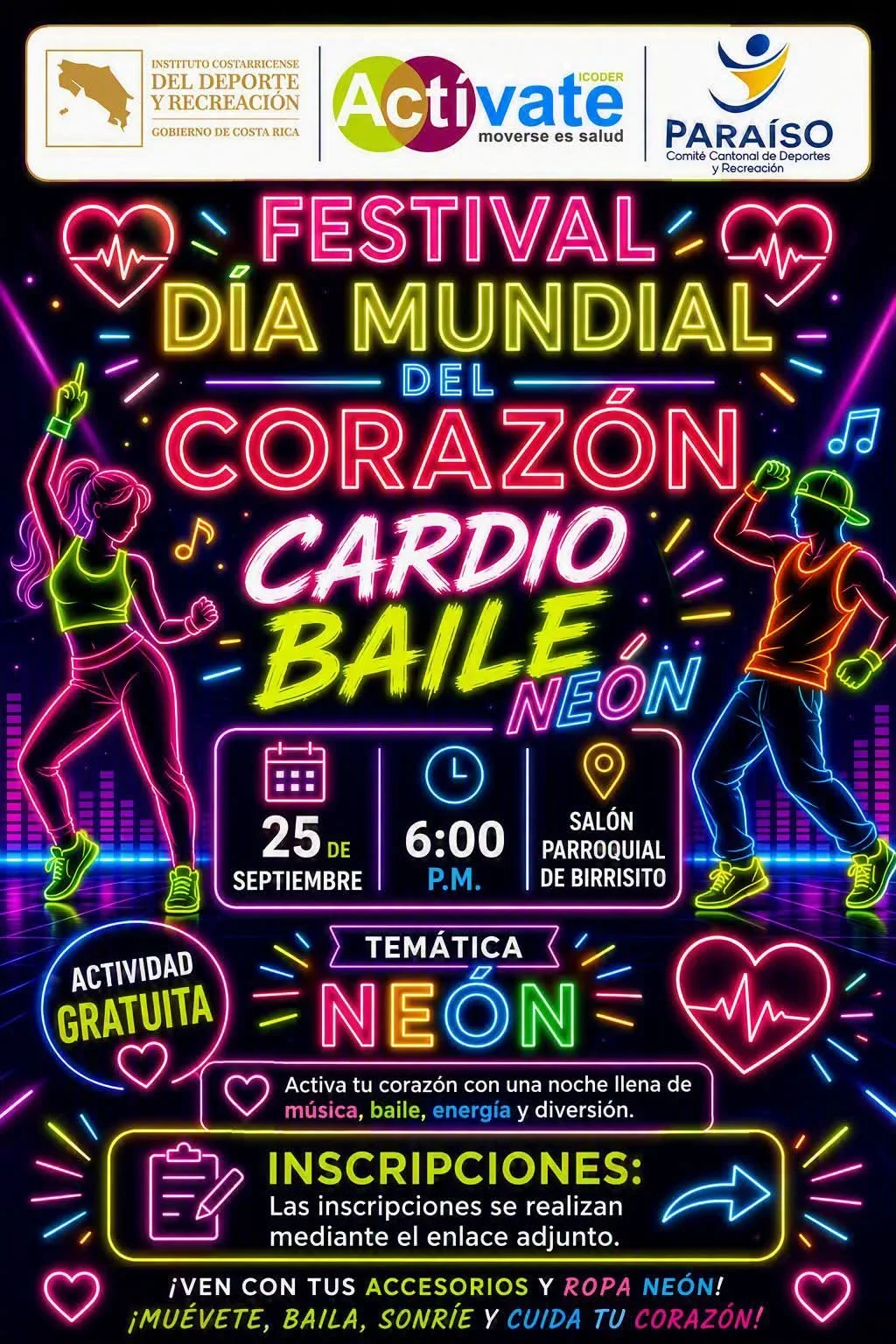 Evento gratuito con música, baile y energía para celebrar el Día Mundial del Corazón en Birrisito.