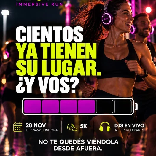 Carrera 5K con DJs en vivo y after party en Terrazas Lindora el 28 de noviembre.