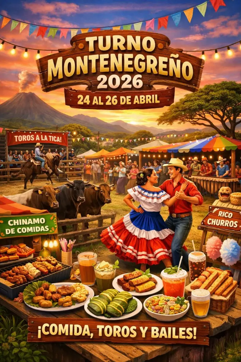 Que hacer hoy en Costa Rica: Disfrutá el Turno Montenegreno con comidas típicas, toros a la tica, chinamos y bailes para toda la familia.