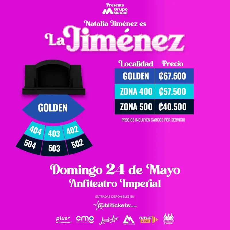 Que hacer hoy en Costa Rica: Concierto de Natalia Jiménez en Costa Rica con sus mejores éxitos y localidades disponibles.