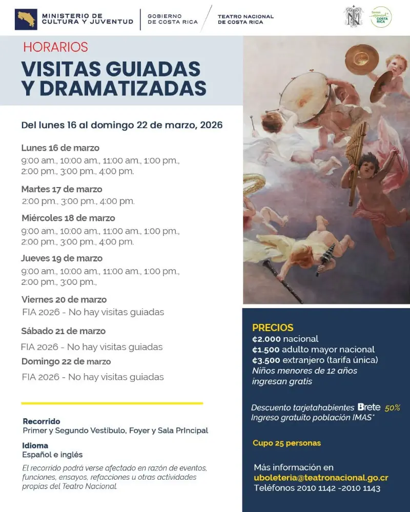 Recorridos guiados y dramatizados para descubrir la historia y arquitectura del Teatro Nacional.