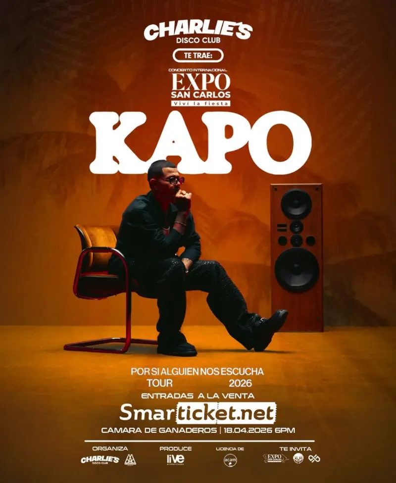 Que hacer hoy en Costa Rica: Disfrutá del concierto internacional de Kapo en Expo San Carlos 2026.