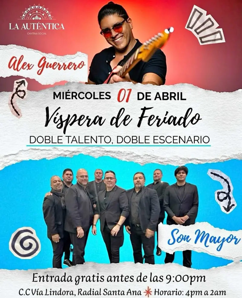 Que hacer hoy en Costa Rica: Disfrutá una noche especial con música en vivo y doble escenario en La Auténtica, Lindora.