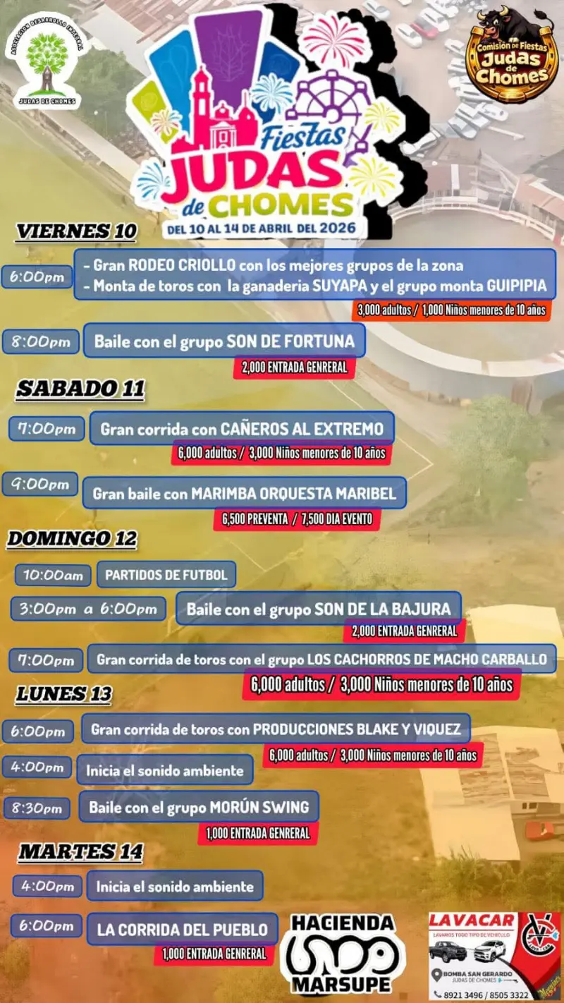 Que hacer hoy en Costa Rica: Disfrutá de rodeos, corridas de toros, bailes y actividades familiares en Chomes.