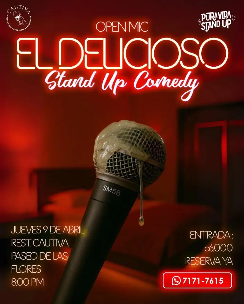 Noche de stand up comedy con humor atrevido y momentos incómodamente graciosos en Heredia.