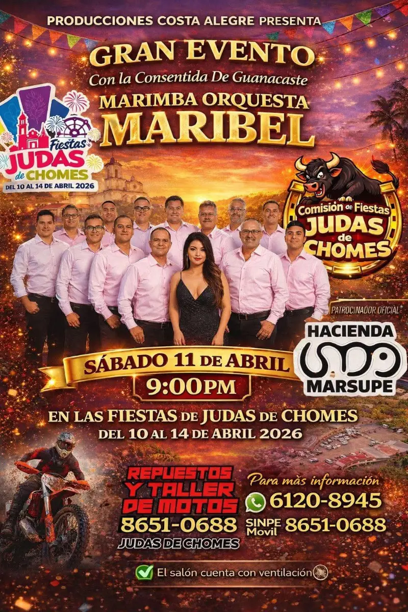 Gran concierto con Marimba Orquesta Maribel en las Fiestas de Judas de Chomes 2026.