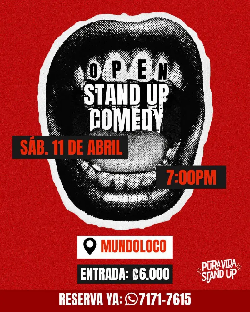 Noche de comedia stand up con chistes nuevos y ambiente divertido.