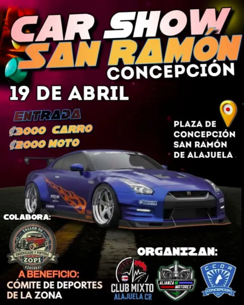 Que hacer hoy en Costa Rica: Exhibición de carros y motos a beneficio del comité de deportes de la zona.