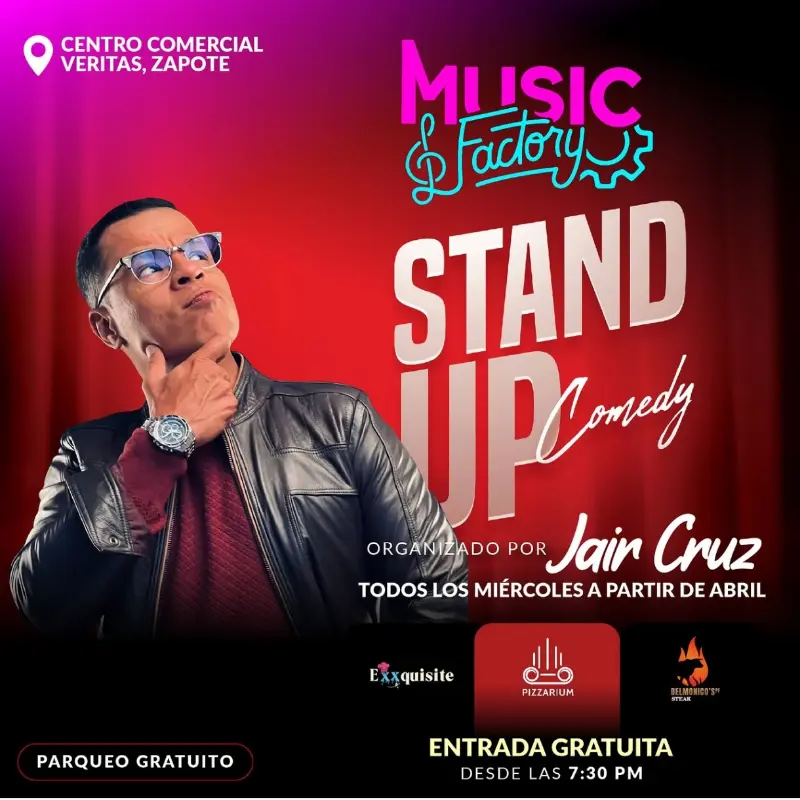 Que hacer hoy en Costa Rica: Disfrutá noches de stand up comedy todos los miércoles en Music Factory con entrada gratuita.