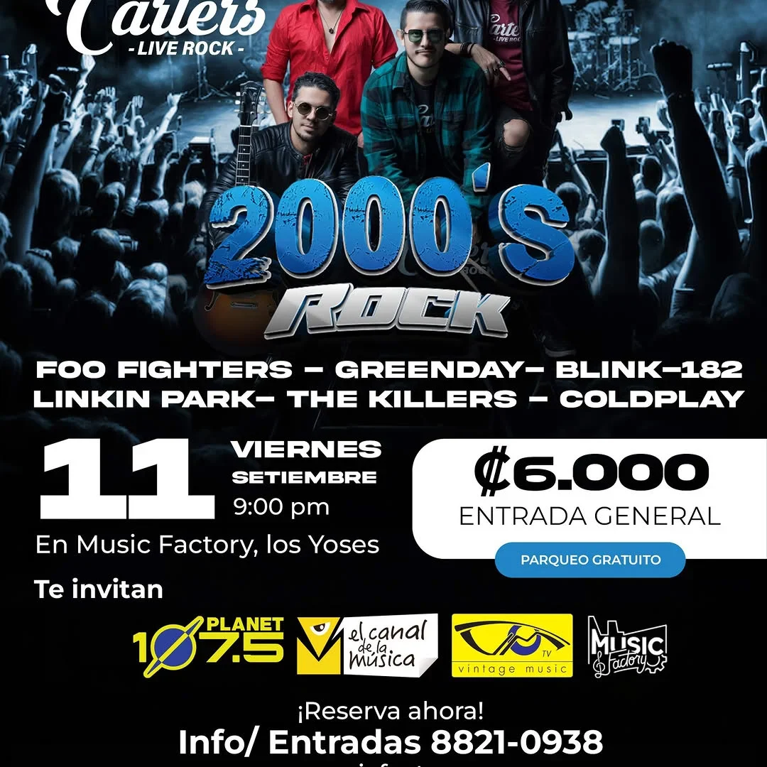 Un show en vivo dedicado al rock de los 2000 en Music Factory, con grandes éxitos de bandas icónicas.