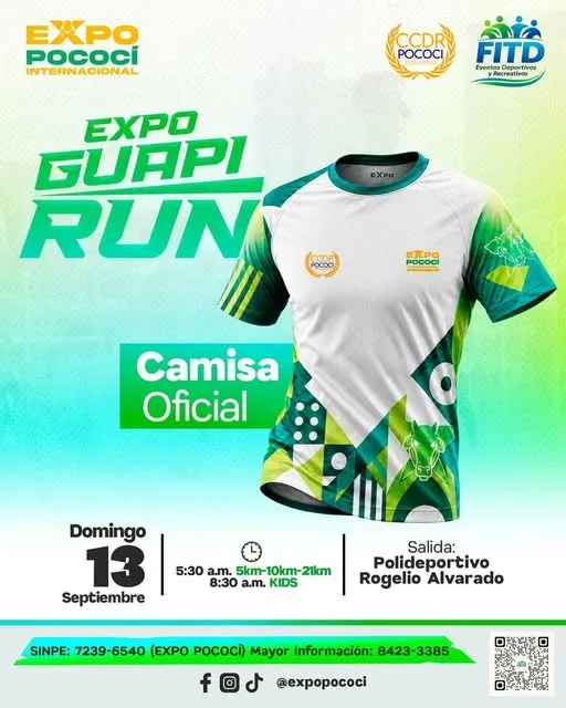 Participa en la carrera EXPO GUAPIRUN con distancias de 5K, 10K y 21K. ¡No te lo pierdas!