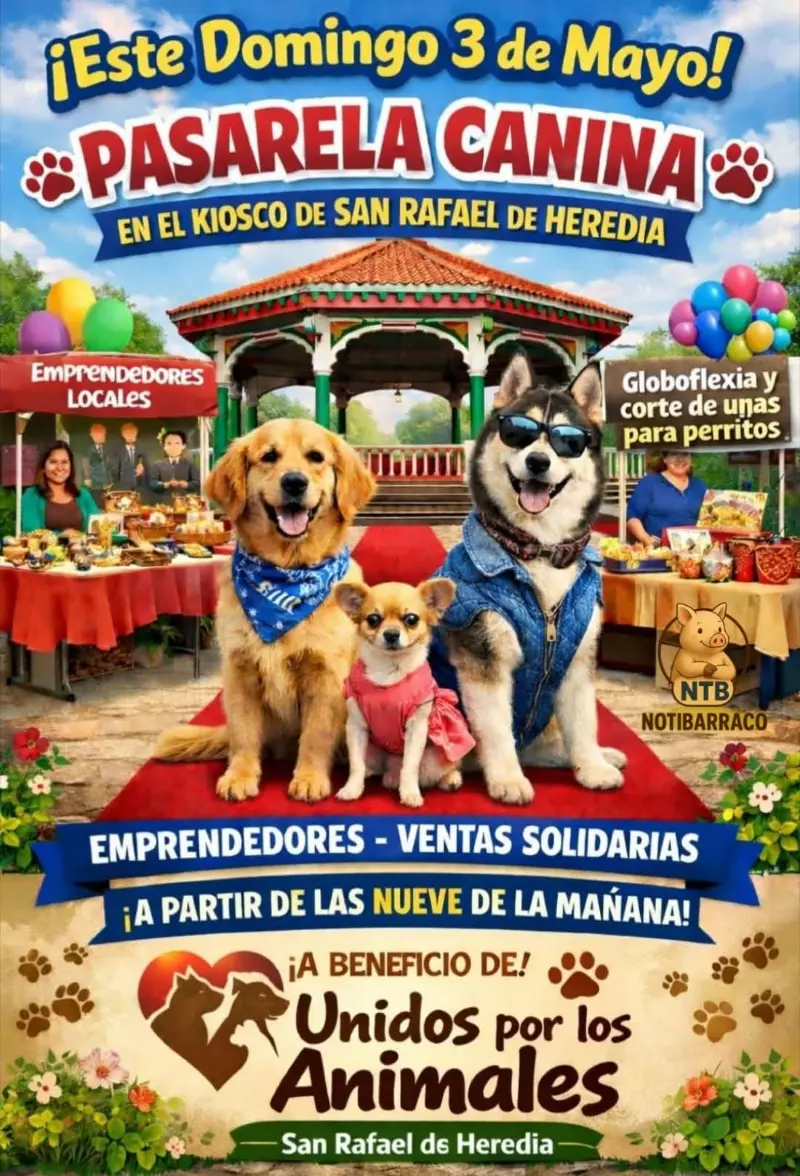 Que hacer hoy en Costa Rica: Pasarela canina para compartir con tu mascota y apoyar el bienestar animal.