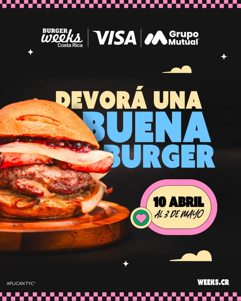 Que hacer hoy en Costa Rica: Más de 25 restaurantes con hamburguesas exclusivas en Burger Week Costa Rica.