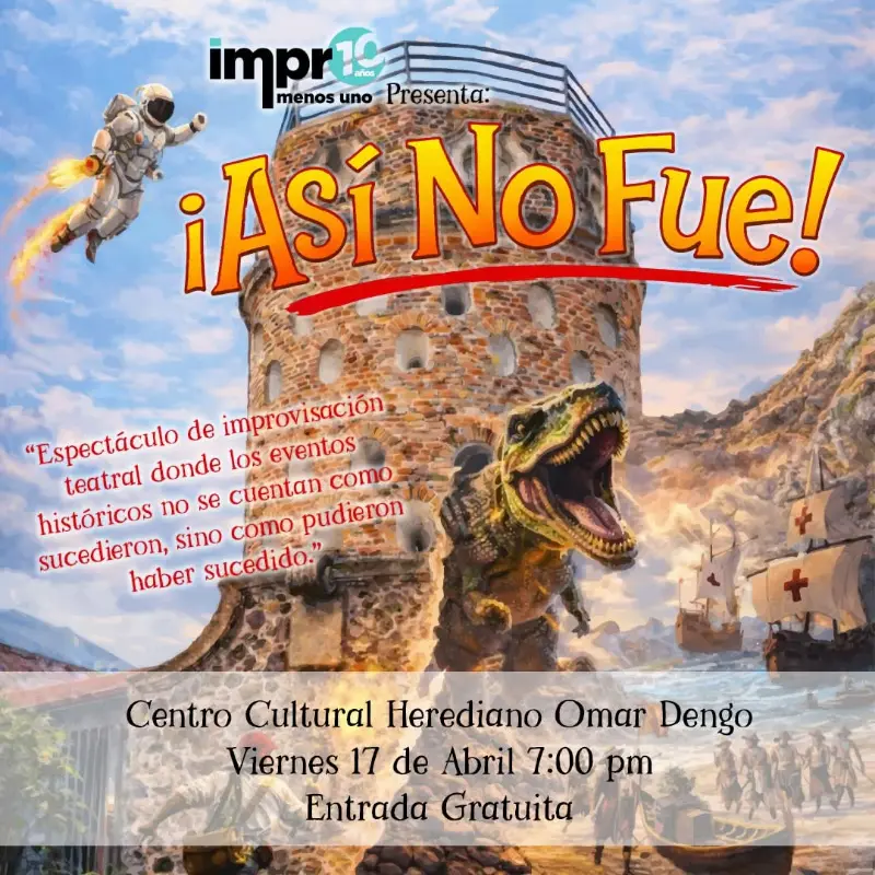 Que hacer hoy en Costa Rica: Espectáculo de improvisación teatral donde la historia se reinventa de forma divertida y creativa.