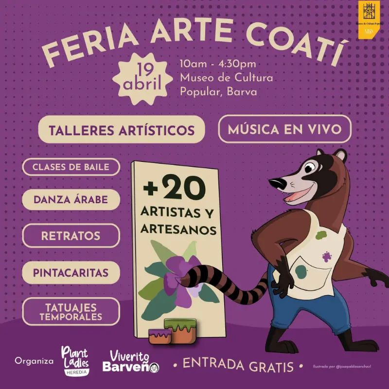 Que hacer hoy en Costa Rica: Feria artística con talleres, música en vivo y más de 20 artistas en Barva.