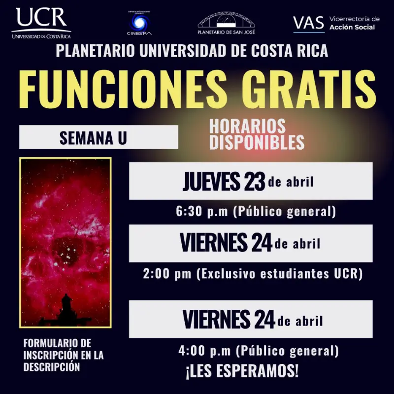 Disfrutá funciones gratuitas en el Planetario de la UCR como parte de la Semana Universitaria.