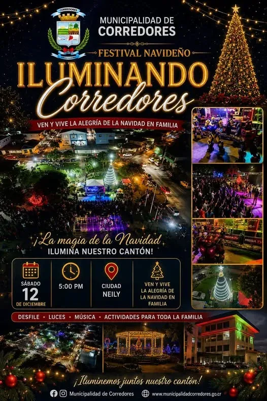 Disfruta de un festival navideño lleno de luces, música y actividades para toda la familia en Ciudad Neily.
