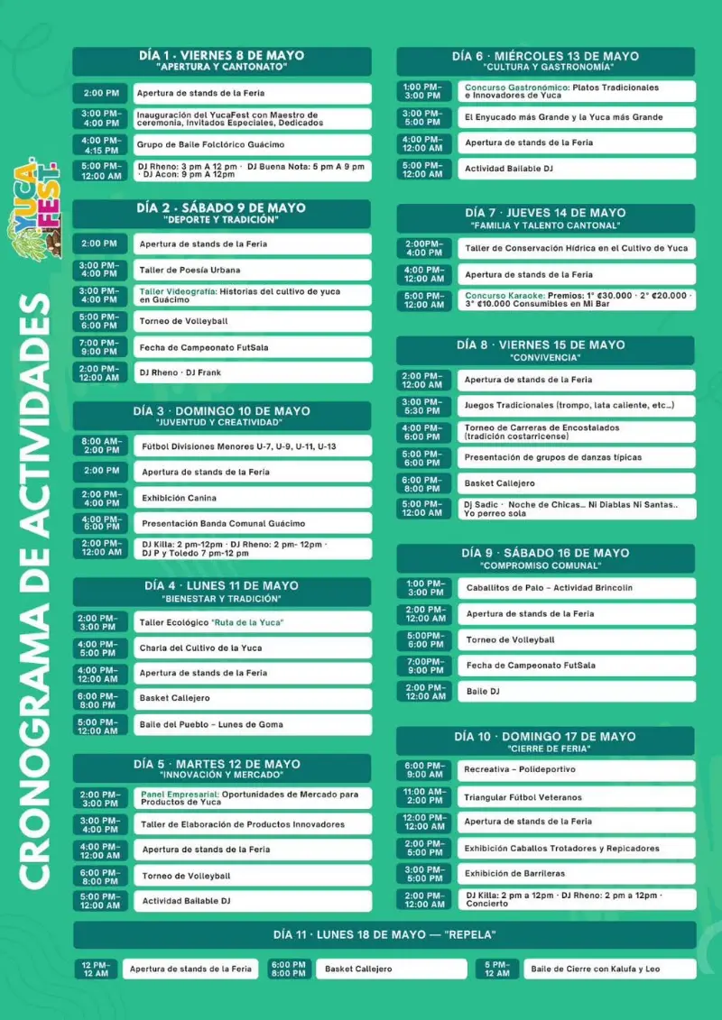 Un festival lleno de cultura, gastronomía y actividades para toda la familia en Guácimo de Limón.