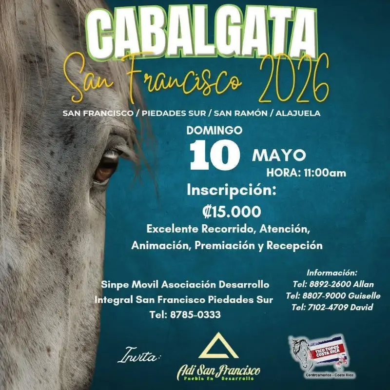 Participá en la Cabalgata San Francisco 2026 con recorrido, animación y premiación en San Ramón.