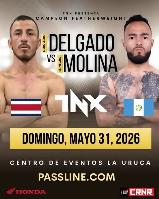 Que hacer hoy en Costa Rica: Disfrutá la pelea Delgado vs Molina en TNX, una noche de adrenalina en La Uruca.