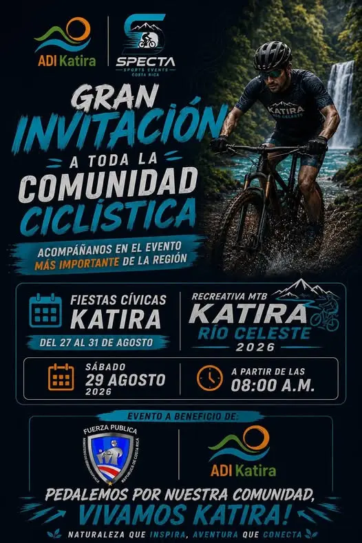 Que hacer hoy en Costa Rica: Viví una emocionante recreativa MTB en Katira Río Celeste como parte de las Fiestas Cívicas Katira 2026.