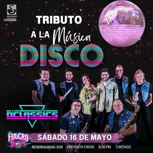 Que hacer hoy en Costa Rica: Disfrutá una noche retro con DCLASSICS en vivo interpretando éxitos de Bee Gees, ABBA, Donna Summer y más en Cartago.